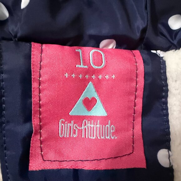 Girls Polka Dot Puffer and Fleece Jacket (size 10) - Picture 6 of 11